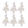 Set of 6 ballerina pendants with white pearls and silver metal for DIY jewelry making - Silver Ballerina Style (px0912-2)