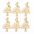 Detailed view of six gold alloy ballet dancer pendants with faux pearl inlays for DIY jewelry - Gold Ballerina Style (px0912-1)