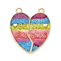 Close-up of heart-shaped magnetic Best Friends charms with colorful glitter and gold plating - Best Friends Glitter Heart (px0949-2)