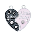 Detail der Herz-Puzzle-Halsketten mit Big Sister und Little Sister Gravur und Strasssteinen - Schwester Herz Stil (px0948-1)
