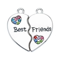 Detailansicht der Best Friends Herz-Halskette mit bunten Kristallen und Gravur - Silber Strass Herz (px0948-3)