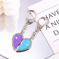 Détail de porte-clés en cœur séparable pour meilleures amies avec strass et émail - Style Cœur Bleu Violet (px0957-5)
