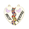 Detailansicht Best Friends Herzanhänger mit Schmetterling und bunten Kristallen - Gold Schmetterling Strass Herz (px0948-11)