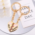 Detail of puzzle heart keychains with Best Friends engraving and colorful crystals - Pink Butterfly Color Rhinestone Style(px0959-8)