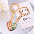 Detail of heart puzzle keychains with pink and blue crystals and Best Friends engraving - Pink Blue Rhinestone Butterfly Wing Style(px0959-9)