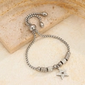 Bracciale regolabile in acciaio inossidabile con ciondolo a stella e cristalli su pietra - Pentacolo Argento
