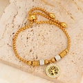 Bracciale Albero della Vita dorato con cristalli scintillanti su fondo in pietra naturale - Albero della Vita Dorato