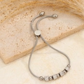 Bracciale a catena serpente regolabile in acciaio inossidabile con cinque perle di zirconi - 4 Diamanti Di Fango Color Acciaio
