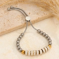 Zilveren kralenarmband met kristallen strassteentjes en verstelbare bolo-sluiting - Goud en Zilver