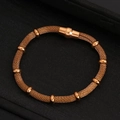 Pulsera de malla oro rosa con cuentas esféricas y cierre cilíndrico en caja de regalo - Rosa oro