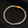 Pulsera de malla bicolor en plata y oro de 18k con diez cuentas decorativas - Dorado y Plateado