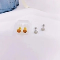 Minimalist titanium steel Fu character stud earrings in gold and silver finish - Steel