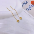 Golden four-leaf clover tassel earrings in titanium steel with geometric zircon drops - Square Gold