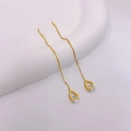 Elegant long gold chain tassel earrings featuring sparkling teardrop zircon stones for women - Water Drop Gold