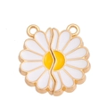 Daisy magnet heart pendant in white and yellow enamel with gold-plated alloy base - Daisy Magnetic Splittable (px0949-5)