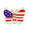 Golden butterfly pendant with US flag enamel design and small white rhinestones - Flag Style Butterfly (px0949-9)