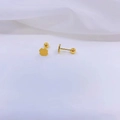 Golden titanium steel four-leaf clover stud earrings with matte texture and screw backs - Small Flower / Gold