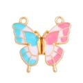 Magnetic butterfly Best Friends pendant in gold metal with blue and pink enamel finish - Butterfly Splittable Pair (px0949-10)