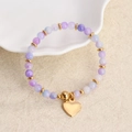 Pulsera de cuentas de piedra natural con cuentas púrpuras y colgante de corazón - Colgante de Corazón de Cuentas Púrpura (03)