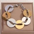 Pulsera de eslabones bicolores oro y plata en metal pulido sobre joyero elegante - Estilo Redondo Plano Bicolor Oro Plata (03 Oro Blanco) / Bicolor Oro y Plata