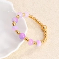 Elegante pulsera de piedras naturales púrpuras y cuentas decorativas bañadas en oro 18K - Modelo de Mineral Púrpura (02)