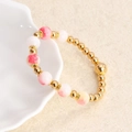 Pulsera de mujer con piedras de mármol rosa y cuentas esféricas bañadas en oro 18K - Estilo de Patrón de Mármol Rosa (03)
