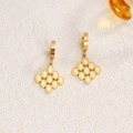 Elegante gouden vintage titanium stalen geometrische ruitvormige hangende oorbellen - Ruitvormige Metalen Platen Combinatie Stijl (07 Goud)