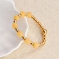 Pulsera elegante de cuentas de oro 18K con piedras amarillas en bandeja de concha - Modelo de Color Calcedonia Amarilla (04)