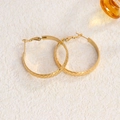 Vintage gouden oorringen met elegante ruitpatronen op een oppervlak van titaniumstaal - Argyle Textuur Grote Ring Stijl (10 Goud)