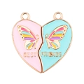 Herz-Puzzle-Anhänger in Rosa und Blau mit Regenbogen-Schmetterling und Best Friends Text - Rosa Blaues Schmetterling Herz (px0948-19)
