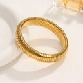 Pulsera elástica de cadena de serpiente en acero de titanio dorado pulido sobre cerámica - 16mm / Dorado