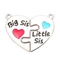 Big Sis und Little Sis Herz-Puzzle-Halsketten-Set in weißer Emaille aus einer Metalllegierung - Schwester Puzzle Herz (px0948-25)