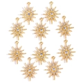 Lot de 10 pendentifs fleurs de soleil dorés avec cristaux pour bijoux DIY - Style Octogramme Strass (px1045-19)