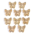 Vue détaillée de 10 pendentifs papillon dorés avec strass incrustés et zircons fins - Style Papillon Marquise (px1045-18)