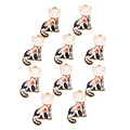 Détail de 10 pendentifs de chat squelette noir avec anneaux dorés pour bijoux DIY - Chat Squelette Noir Collier Rouge(px0998-3)