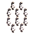 Vue détaillée de 10 pendentifs chat noir avec crâne et bordure dorée pour bijoux DIY - Motif Squelette Chat Noir(px0998-4)