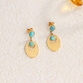 Franse vintage gouden titanium stalen oorbellen met turquoise blauwe edelstenen - Blauwe Edelsteen Sterrenpatroon Hanger Stijl (25 Goud)