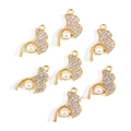 Pendentifs feuilles de ginkgo dorés avec cristaux et perles pour la création de bijoux - Style Feuille de Ginkgo Perle (px1045-15)