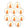 Macro detail of 10 gold alloy maple leaf pendants with orange gradient enamel for DIY - Maple Leaf Style (px1023-2)