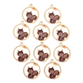 Detail view of ten gold-plated enamel squirrel charms with orange leaf accents for DIY - Squirrel Style (px1023-3)