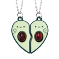 Detail van magnetische avocado hart puzzel ketting set voor beste vrienden met zilveren keten - Avocado Expression Splicing Style