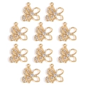 Lot de 10 pendentifs papillon dorés avec strass et ailes évidées pour bijoux DIY - Style Papillon Asymétrique (px1045-21)