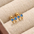 Pendientes de lazo en acero inoxidable dorado con esmalte azul y cierre de tuerca - Par de Lazos Azules