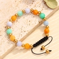 Pulsera artesanal de aventurina verde con cuentas coloridas y cordón ajustable tejido - Estilo Surtido Multicolor