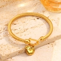 Pulsera de cuerda dorada con colgante de manzana 3D y cierre de gancho en U seguro - Manzana
