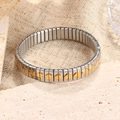 Pulsera elástica de acero inoxidable con diseño de corazones dorados en plata - Estilo de Corazones Continuos / Estilo Bicolor con Corazones