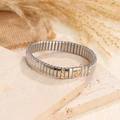 Pulsera elástica plateada con dije de corazón dorado, cristales y cuentas de oro - Estilo con Diamante Corazón / Bicolor (Oro y Plata)
