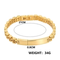 Gouden roestvrijstalen schakelarmband voor heren en dames met rechthoekige plaat - Gebogen Plaat Goud / Breedte 0.8