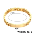 Gouden roestvrijstalen schakelarmband met ID-plaatje, 21 cm lang en 1 cm breed voor heren - Gebogen Plaat Goud / Breedte 1.0
