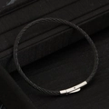Pulsera minimalista de cable de acero negro trenzado con cierre plateado - Negro y Acero